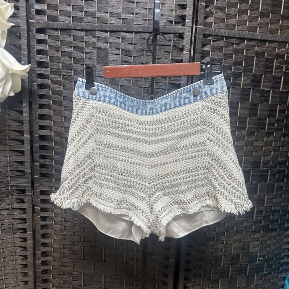 Ramy Brook Women's Tweed Denim Waist Shorts Size 8